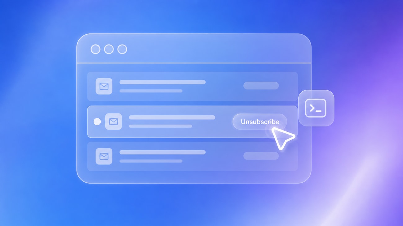 Generated illustration of an AI agent using a cursor to click unsubscribe in a supervised email cleanup workflow.